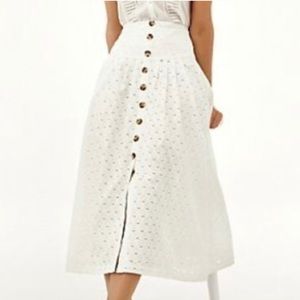 Anthropologie Maeve white eyelet skirt sz 10